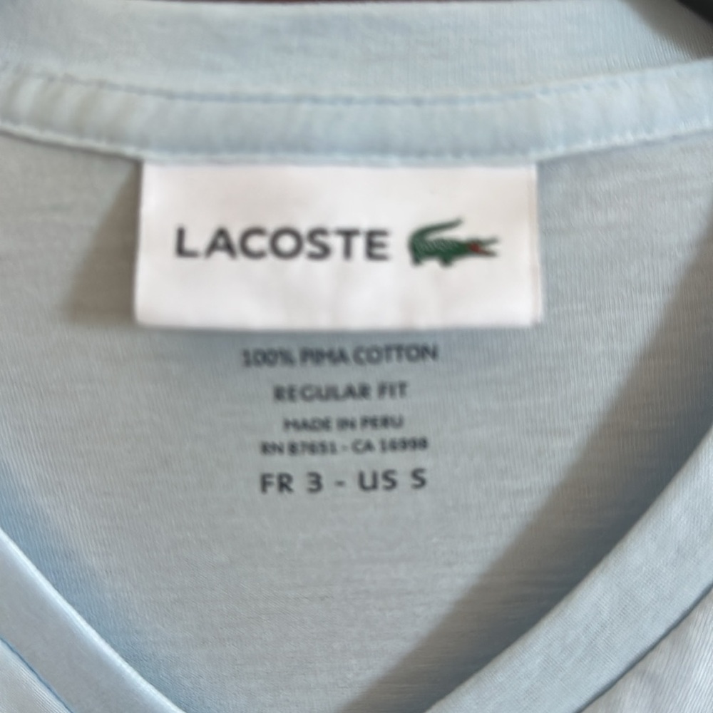 Lacoste Men's Light Blue V-Neck T-Shirt - Picture 2 of 5